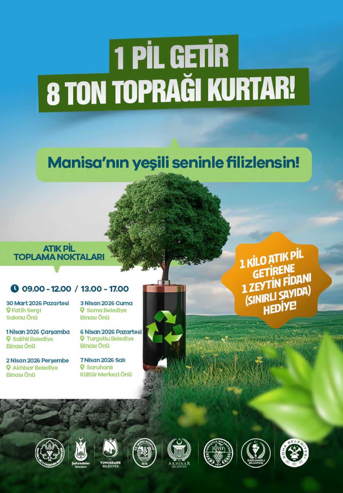 Manisa Büyükşehir Belediyesi, çevre bilincini artırmak ve atık pillerin doğaya